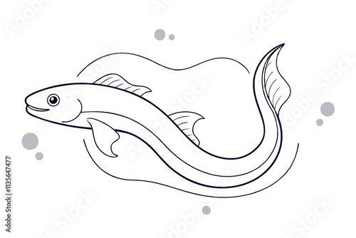 Eel Fish Line Drawing Vector