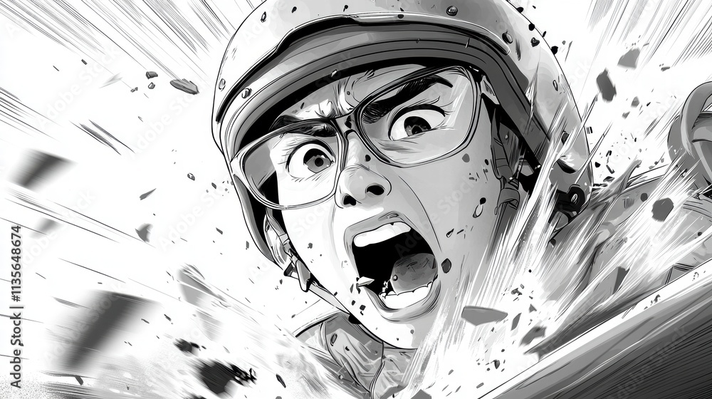 Obraz premium Screaming Pilot in a Crash.