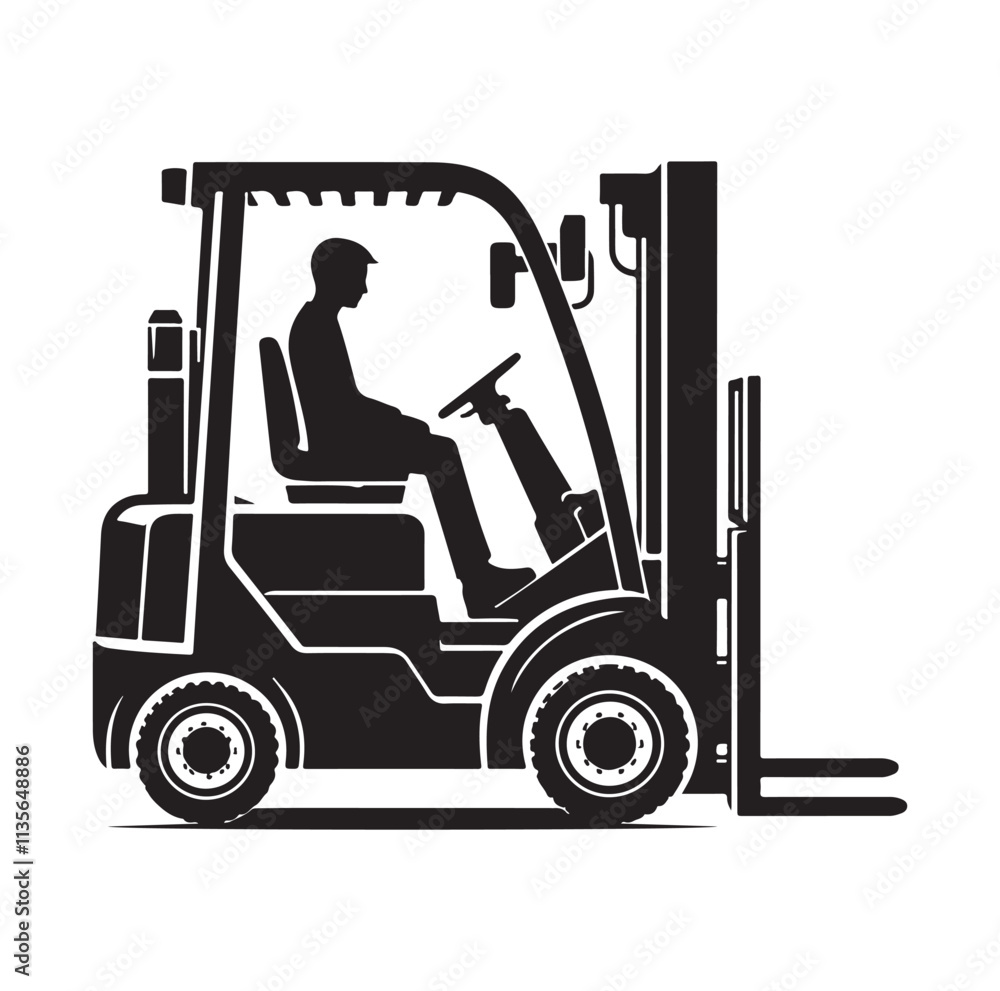a forklift machine silhouette vector illustration a forklift machine silhouette vector illustration