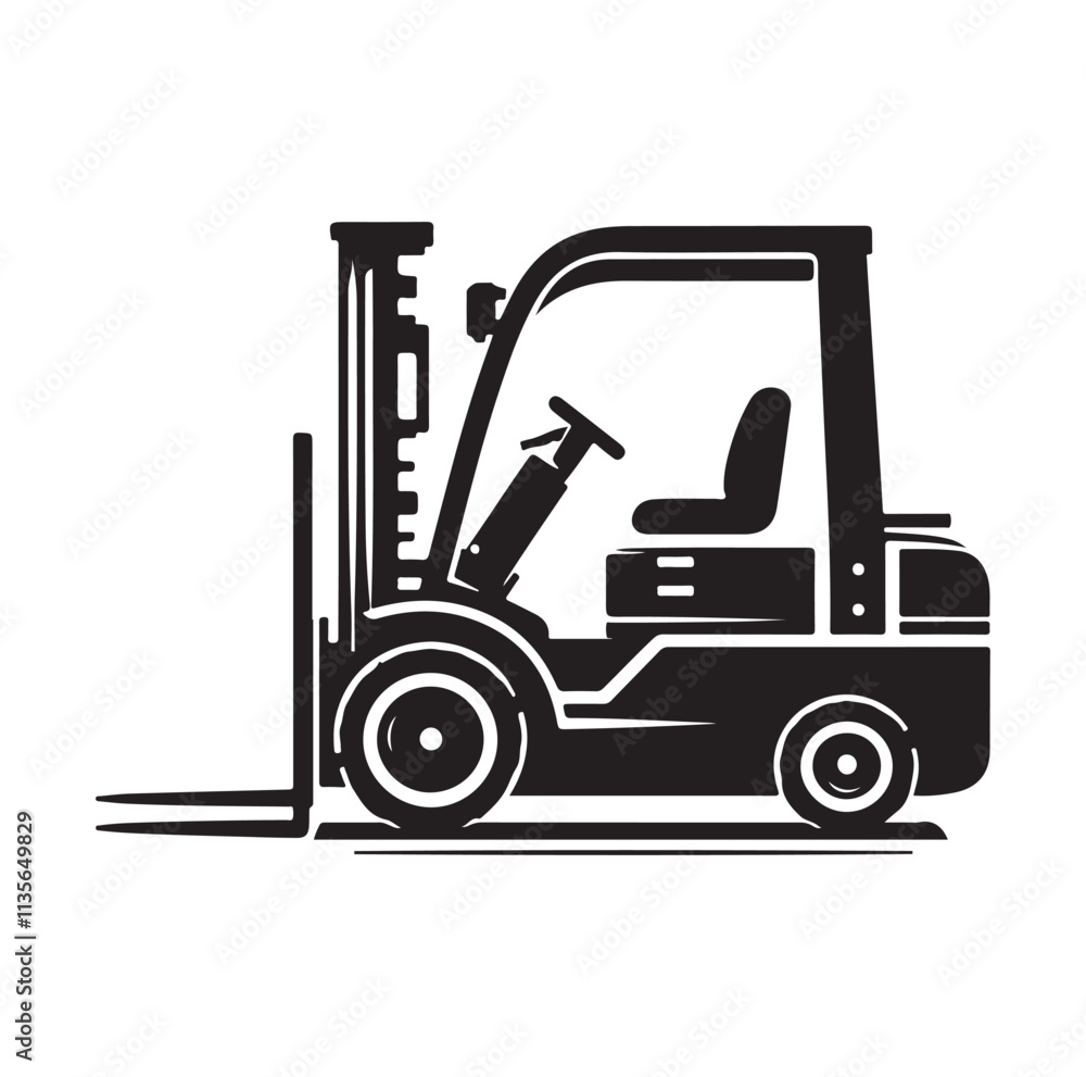 a forklift machine silhouette vector illustration a forklift machine silhouette vector illustration
