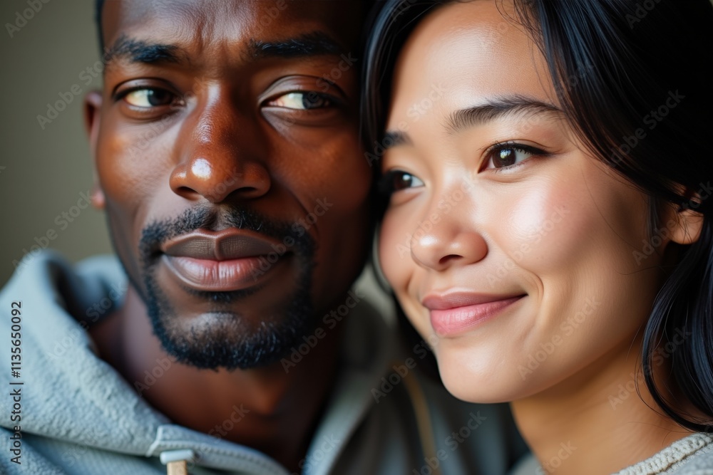 Beautiful Multiracial Couple Smiling Together Close-Up Portrait Perfect for Love, Relationship, and Diversity Themed Projects Beautiful Multiracial Couple Smiling Together Close-Up Portrait Perfect for Love, Relationship, and Diversity Themed Projects