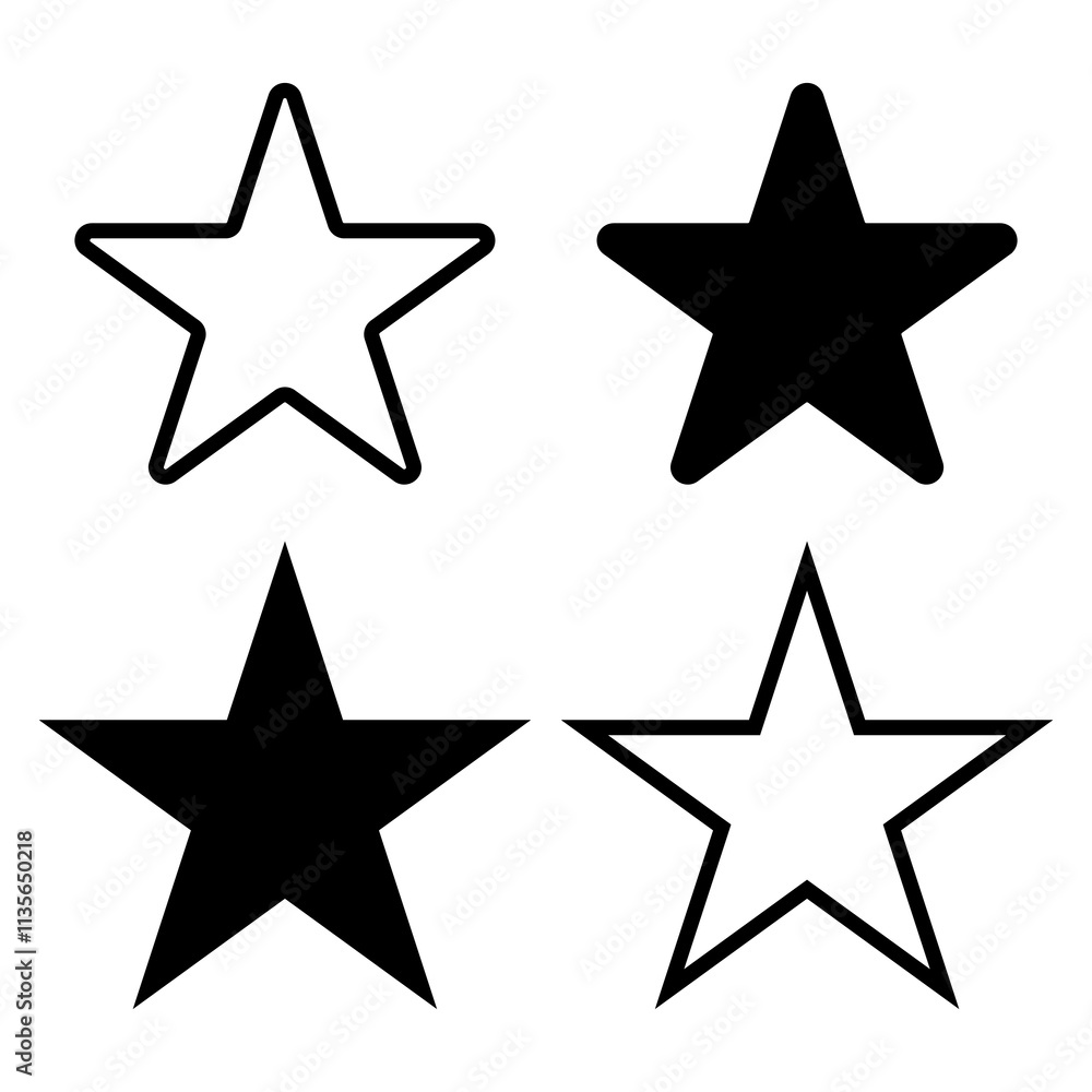 Obraz premium Star or favorite flat icon black and white for apps and websites