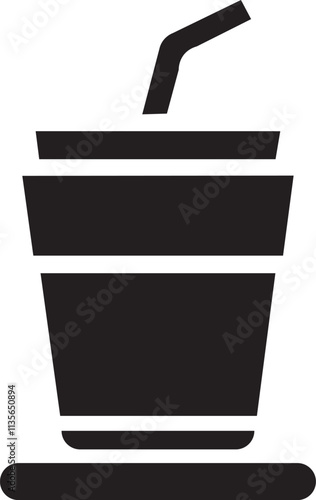 soda cup icon silhouette style vector art illustration on a white background.
