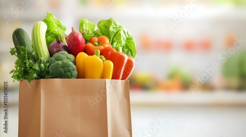 Fresh Vegetables in a Brown Paper Bag Grocery Shopping