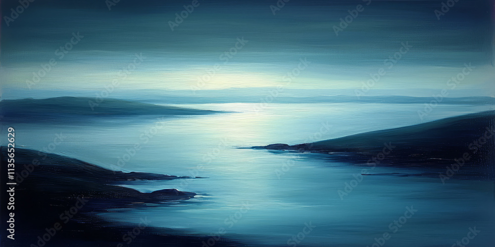 Fototapeta premium Calm Blue Seascape at Dusk