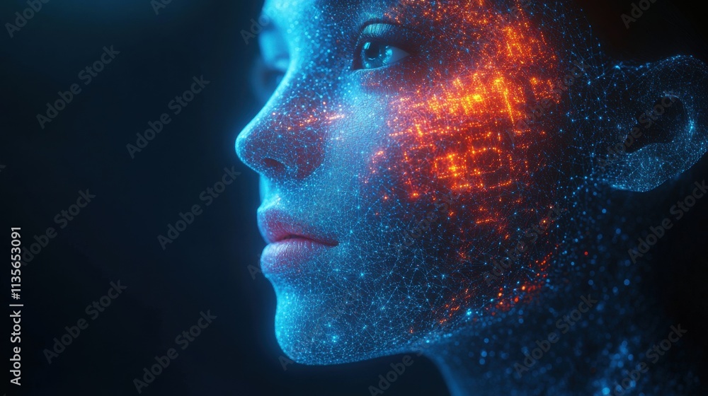 abstract 3d animation polygonal human face 3d render cyborg head construction artificial intelligence concept video with alpha matt abstract 3d animation polygonal human face 3d render cyborg head construction artificial intelligence concept video with alpha matt