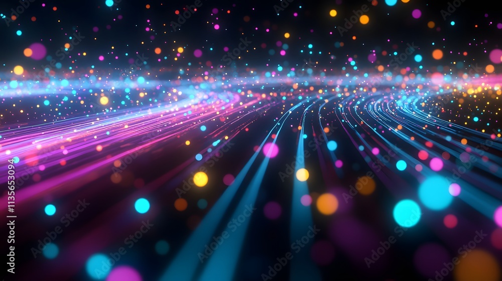 Fototapeta premium Abstract Colorful Light Trails and Glowing Particles