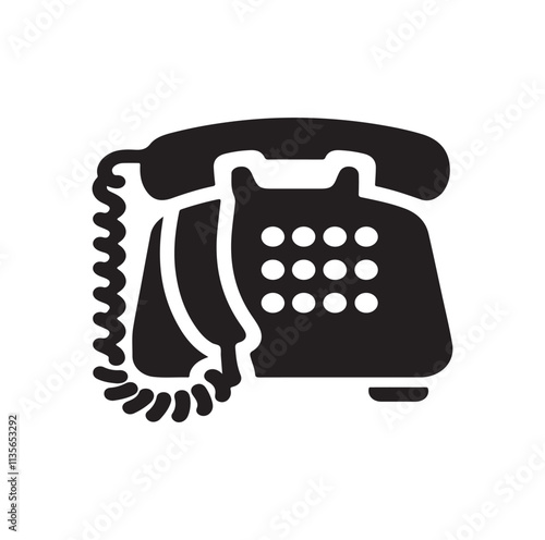 Landline Telephone Icon silhouette vector illustration