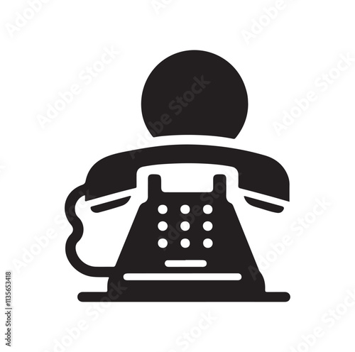 Landline Telephone Icon silhouette vector illustration