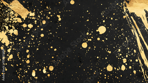 Landscape with golden sputtering on a black background