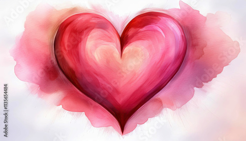 Watercolor Heart in Shades of Pink and Red