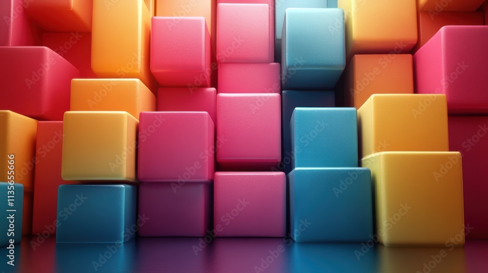 Obraz premium abstract 3d render colorful geometric background with cubes modern animation motion design seamless looped vide