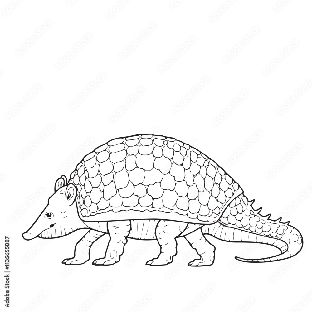 Fototapeta premium Armadillo line art vector on white background