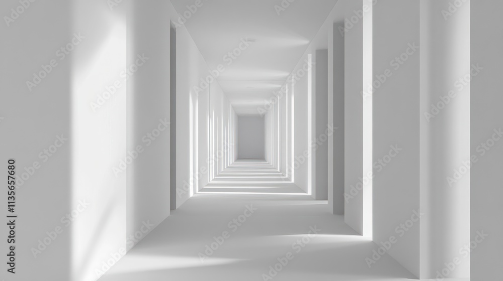 Obraz premium Endless White Corridor: Architectural Minimalism