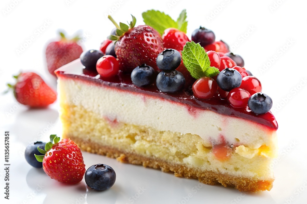 Cheesecake with berries and mint Cheesecake with berries and mint