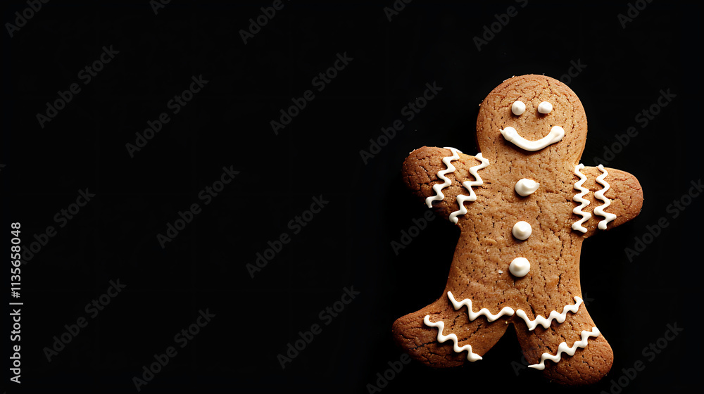 Gingerbread man with reflection on dark background Gingerbread man with reflection on dark background