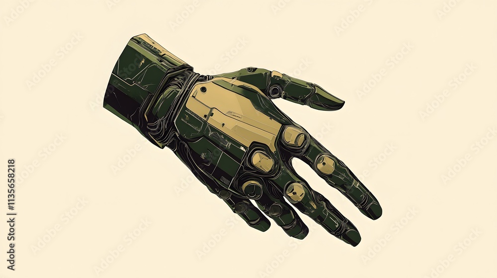 A futuristic handshake design in pale khaki and deep forest green, floating in a clean and modern style, no background A futuristic handshake design in pale khaki and deep forest green, floating in a clean and modern style, no background