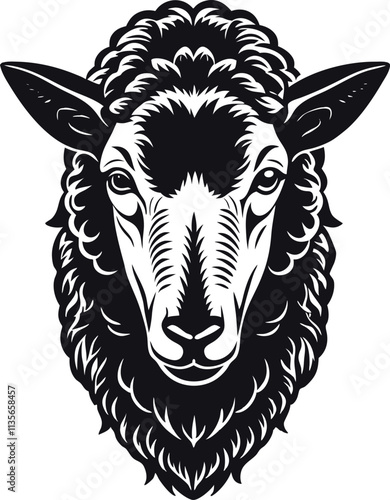  Front View Silhouette Of A Sheep Head With Detailed Features photo