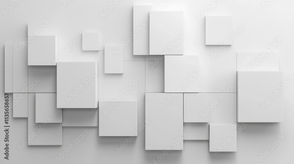 Abstract White Cube Composition: A Modern Minimalist Design Abstract White Cube Composition: A Modern Minimalist Design