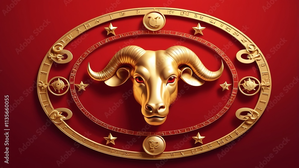 Golden Ram Zodiac Symbol Celestial Design Golden Ram Zodiac Symbol Celestial Design