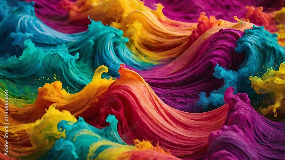 Vibrant Colorful Swirling Paint Waves Abstract Art Vibrant Colorful Swirling Paint Waves Abstract Art