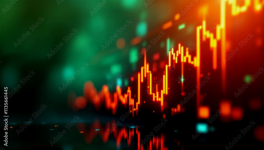 Obraz premium A financial graph including gradient background and luminous trend lines