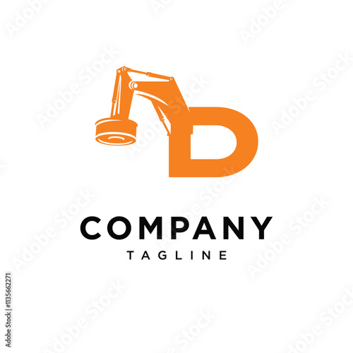  Letter D Magnet Excavator Logo Icon Vector