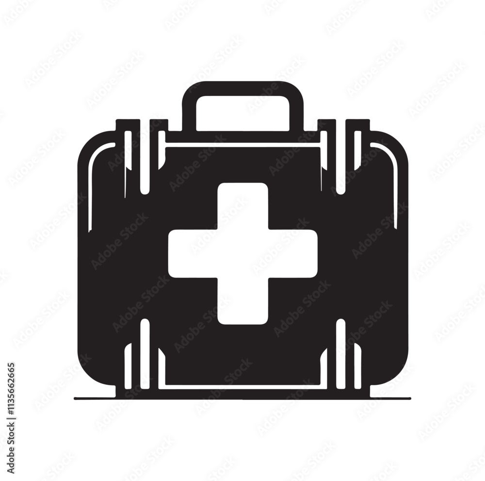 Obraz premium first aid kit box silhouette vector illustration