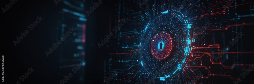 Fototapeta premium Digital Lock Symbolizing Cybersecurity and Data Encryption
