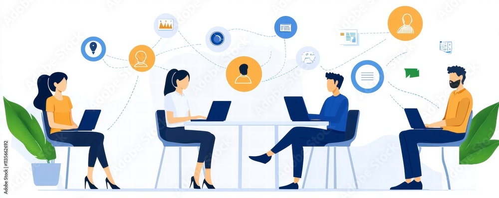 Team Collaboration, Remote Work, Online Meeting, Connected Team Team Collaboration, Remote Work, Online Meeting, Connected Team