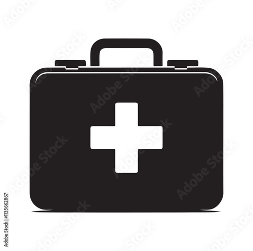first aid kit box silhouette vector illustration