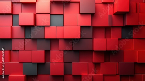 abstract 3d render red geometric background desig