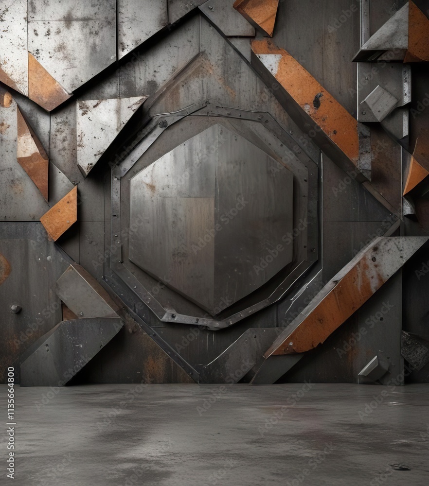 Abstract industrial background with geometric shapes and distressed metal surface, design, distressed Abstract industrial background with geometric shapes and distressed metal surface, design, distressed