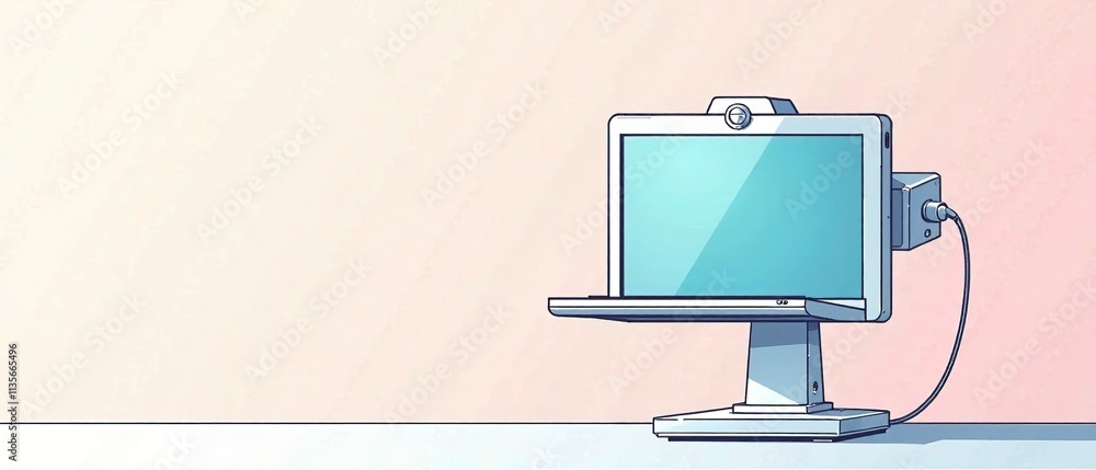 Teleprompter Line Art Illustration - Modern Design Teleprompter Line Art Illustration - Modern Design