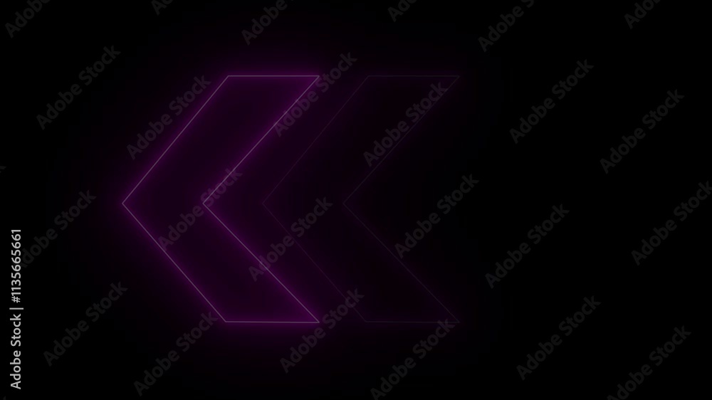 Purple neon swipe arrow pointing to left and moving on black background. Animated glowing left directional traffic arrows animation transitional arrow navigation Purple neon swipe arrow pointing to left and moving on black background. Animated glowing left directional traffic arrows animation transitional arrow navigation