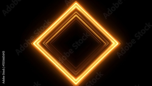 Glowing orange diamond shape on a black background photo