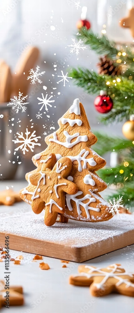Christmas Gingerbread Cookies Shaped as Christmas Trees and Stars Christmas Gingerbread Cookies Shaped as Christmas Trees and Stars