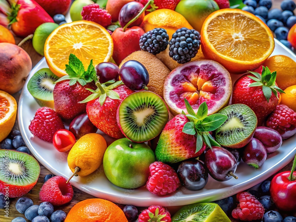 Obraz premium Vibrant Fruit Platter - Fresh Colorful Assortment