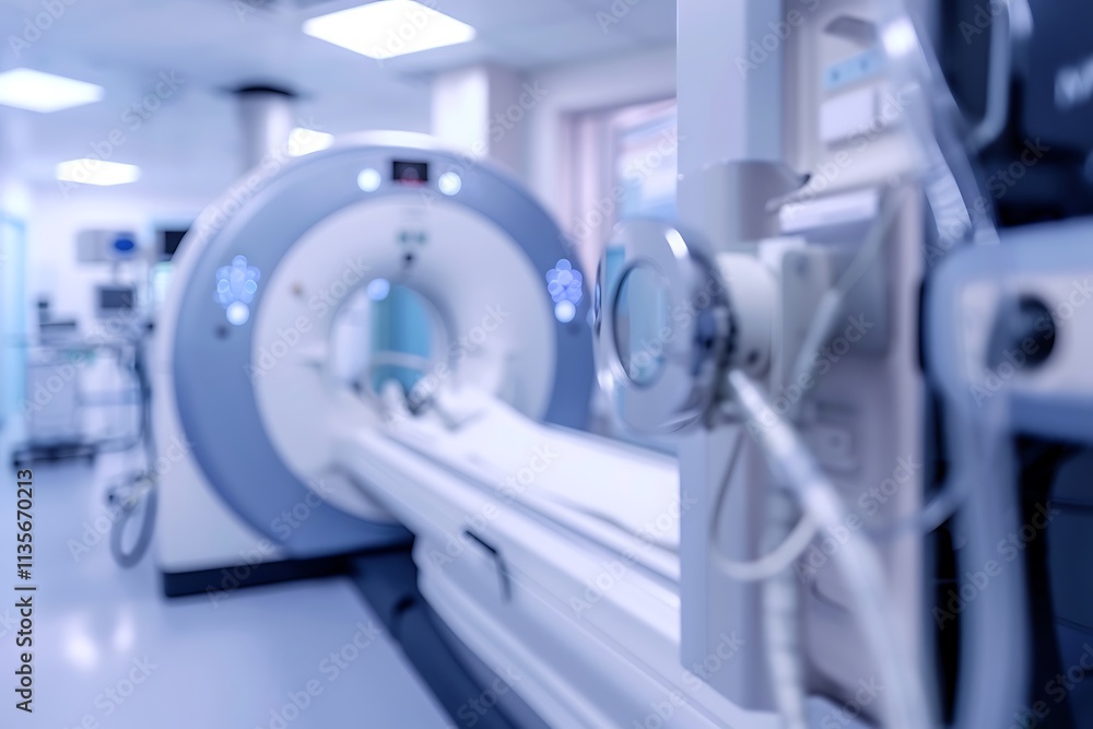 Medical room with modern CT scanner and equipment Medical room with modern CT scanner and equipment