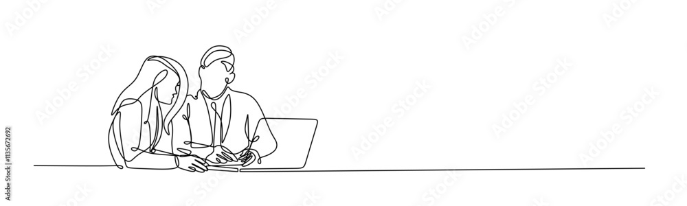 One line drawing of men and women office business meeting graphic continuous line drawing design.eps One line drawing of men and women office business meeting graphic continuous line drawing design.eps