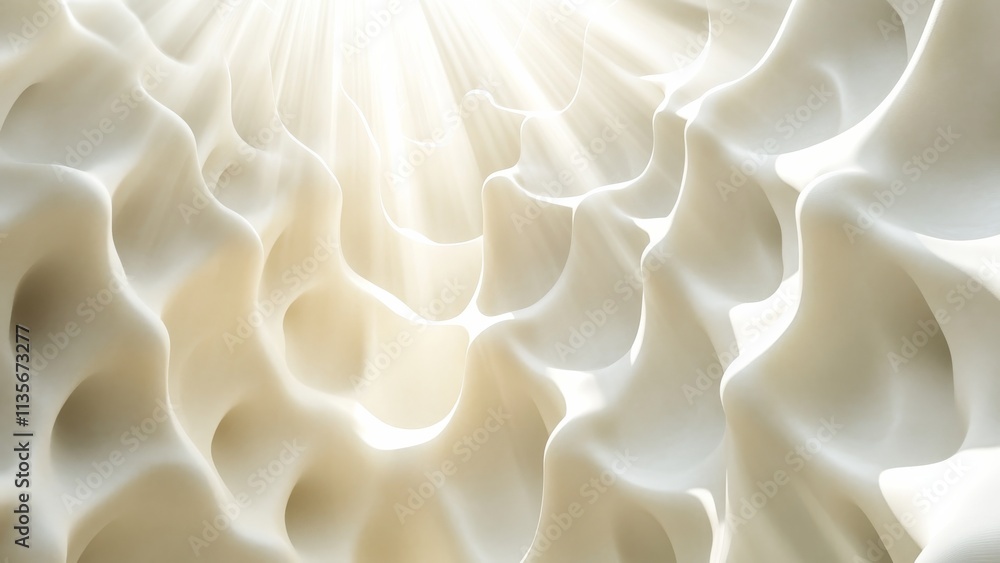 Abstract white waves with soft light creating a serene atmosphere Abstract white waves with soft light creating a serene atmosphere