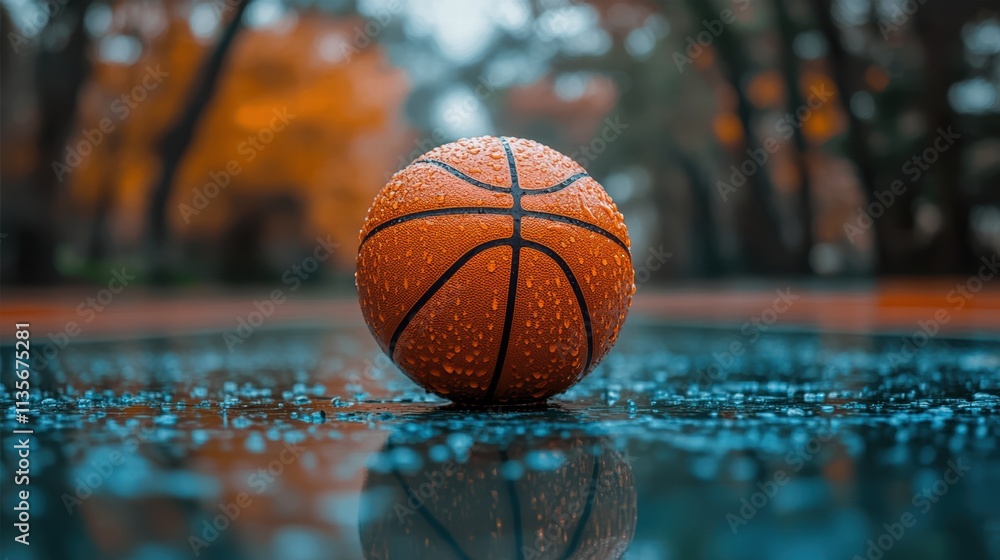 Basket ball on the green basketball court with a blurred background of an outdoor sports field, Basket ball on the green basketball court with a blurred background of an outdoor sports field,