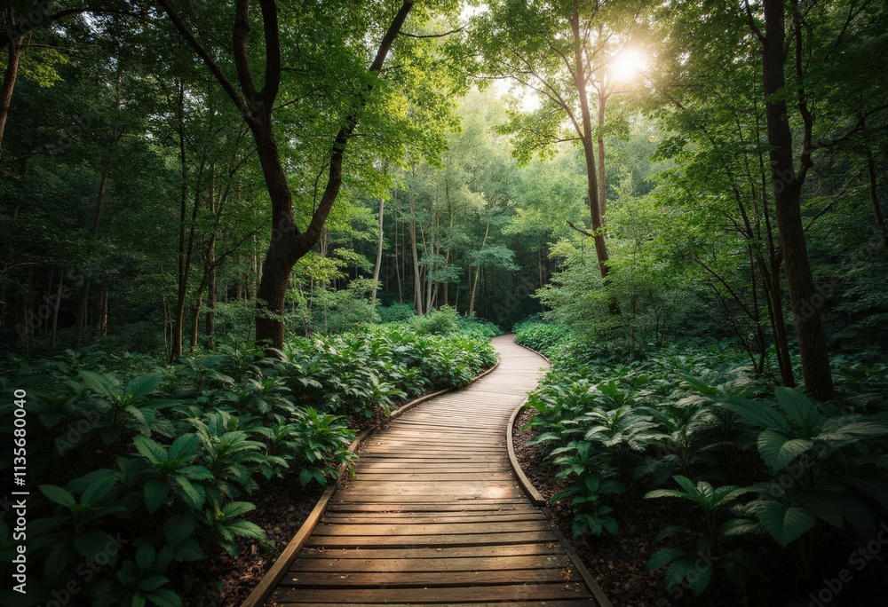 Sunlit Forest Path Winding Through Lush Greenery
Sunlit Forest Path Winding Through Lush Greenery