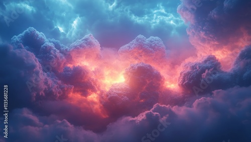 Vibrant sunset clouds illuminated by glowing colors in the sky