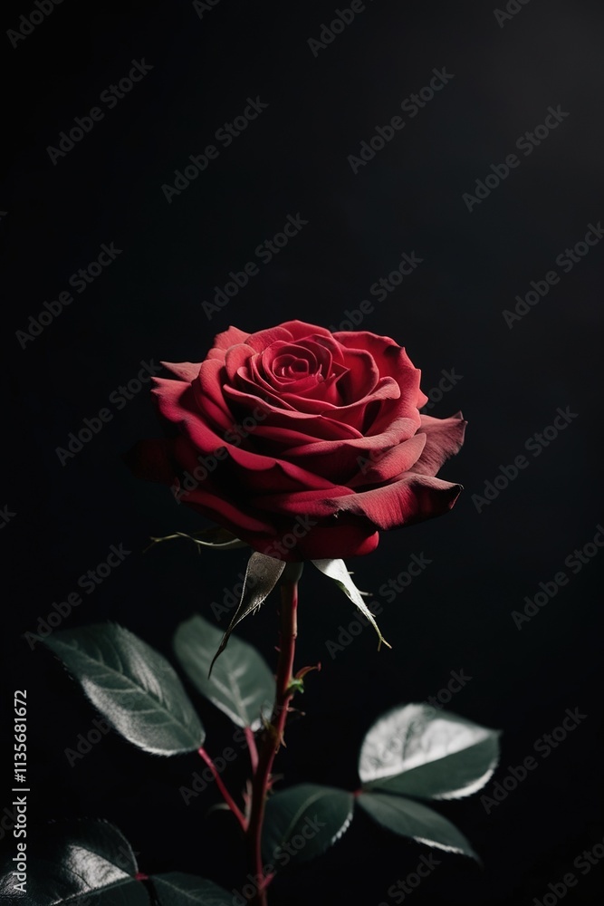 Fototapeta premium beautiful bright red rose on a dark background photo
