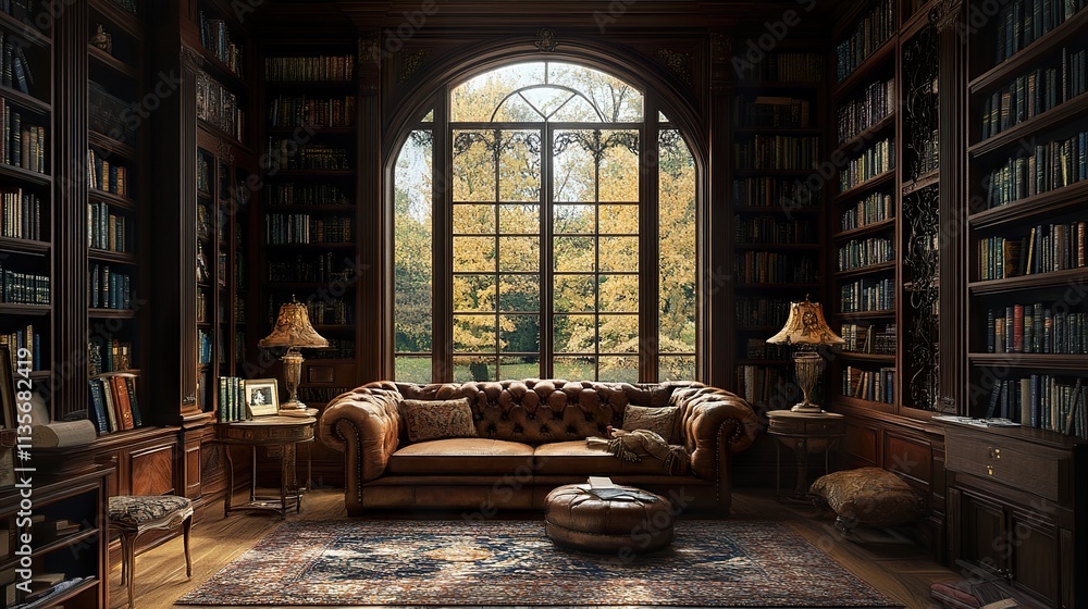 Cozy Autumn Library: A Luxurious Reading Room Cozy Autumn Library: A Luxurious Reading Room