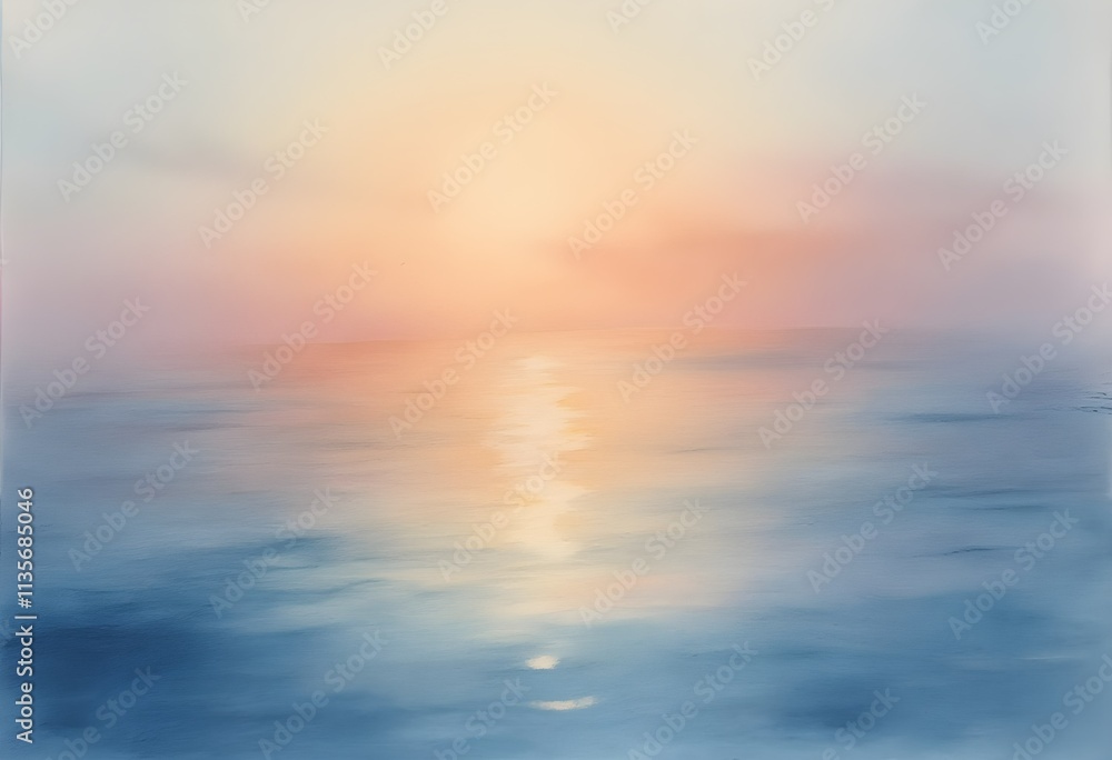 Soft Pastel Watercolor Seascape at Dawn Soft Pastel Watercolor Seascape at Dawn