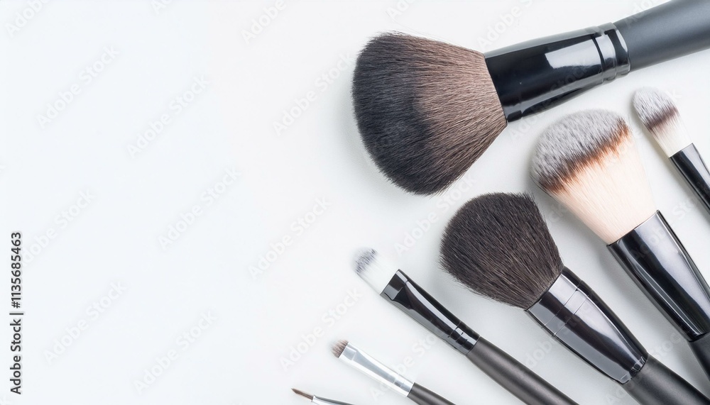 Makeup Brushes Collection: A stylish arrangement of professional makeup brushes, perfect for beauty blogs, tutorials, and product displays. The image showcases various brush types and sizes. Makeup Brushes Collection: A stylish arrangement of professional makeup brushes, perfect for beauty blogs, tutorials, and product displays. The image showcases various brush types and sizes.
