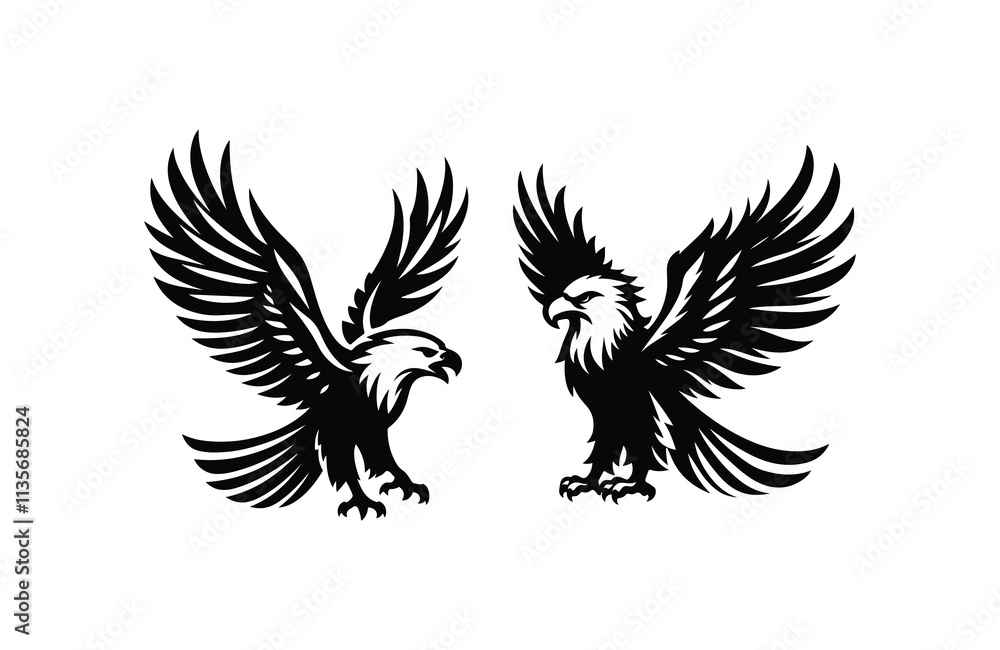 Fototapeta premium flying eagle silhouette vector logo illustration