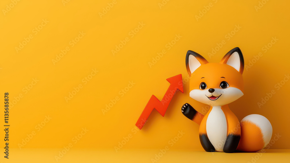 Charming baby fox sitting next to a digital profit margin graph, with its paw pointing to an upward arrow on the chart, symbolizing financial success and growth Charming baby fox sitting next to a digital profit margin graph, with its paw pointing to an upward arrow on the chart, symbolizing financial success and growth